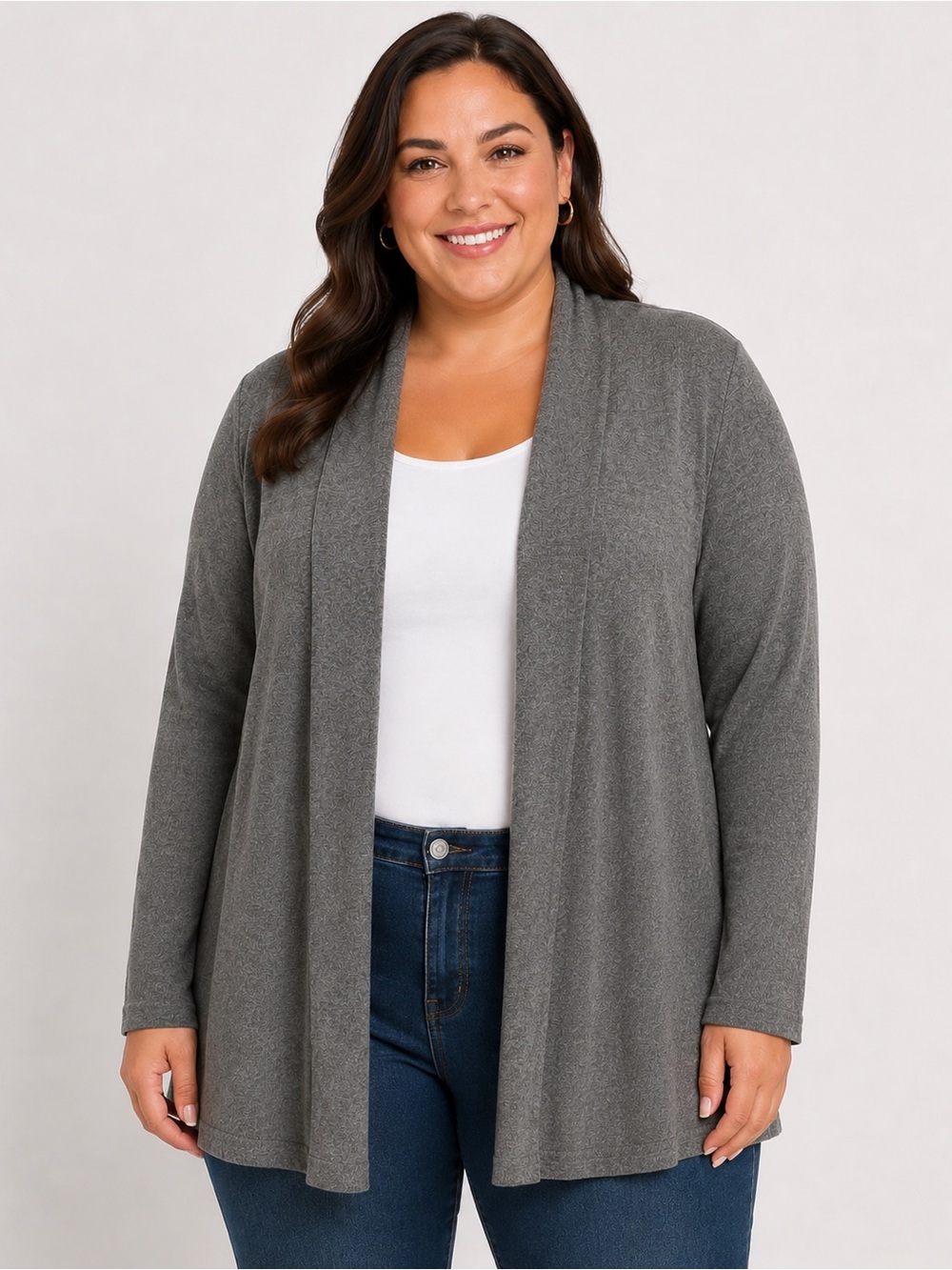 89th & Madison Gray Open-Front Cardigan